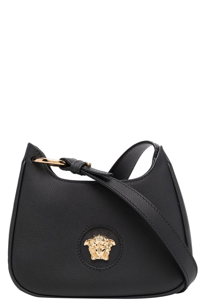 Versace La Medusa leather shoulder bag Zwart