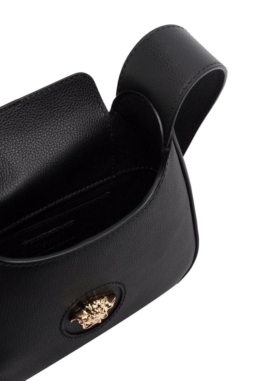 Versace La Medusa leather shoulder bag Zwart