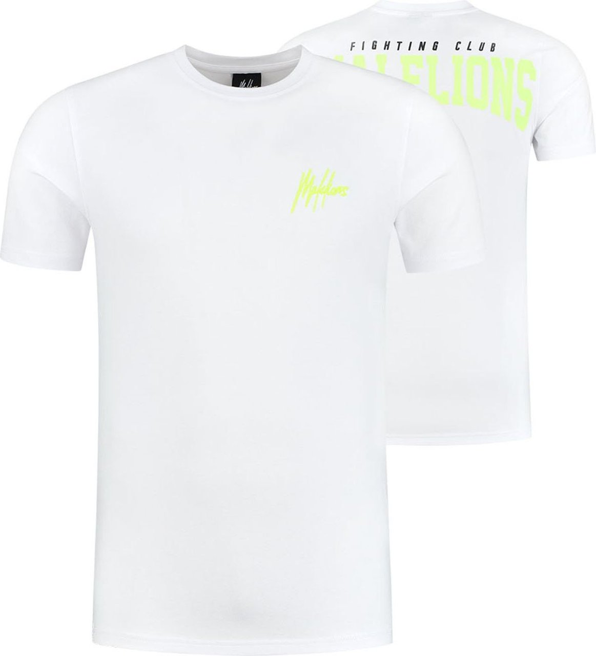 Malelions Men Boxer T-Shirt-White/Neon Yellow Wit