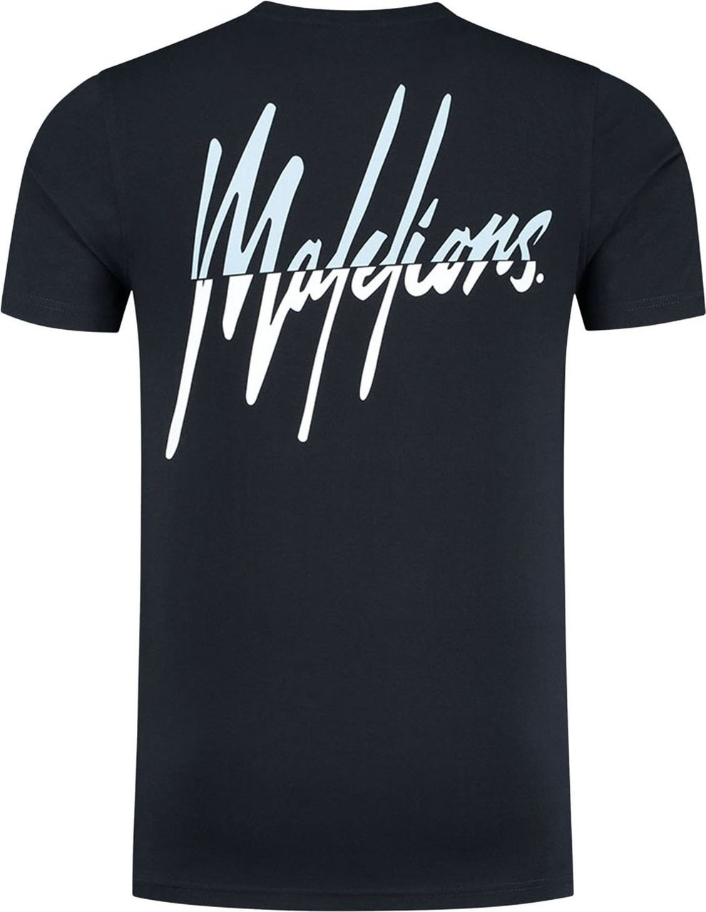 Malelions Split Signature T-Shirt - Navy/Ligh Blauw