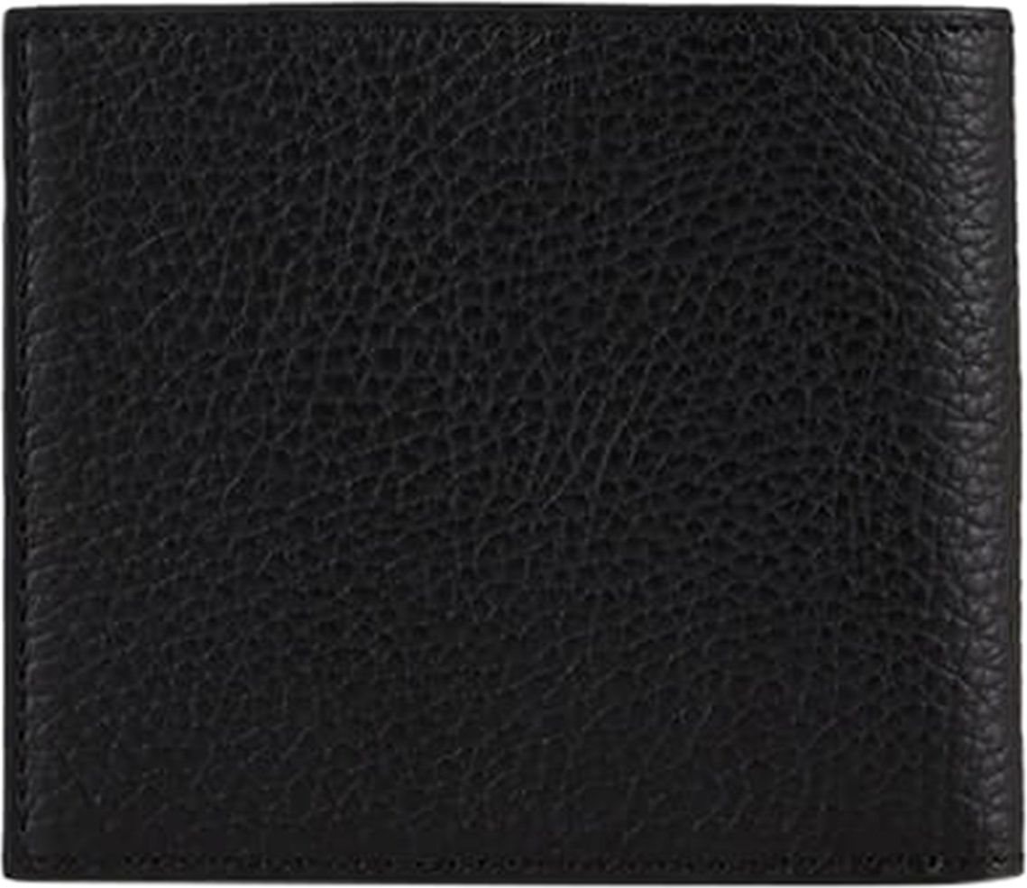 Emporio Armani Black Leather Wallet Black Zwart