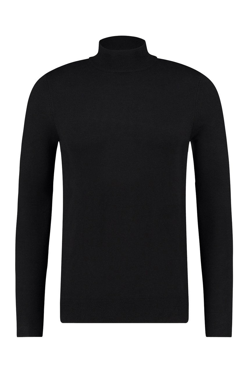 Purewhite Essential Knit Mockneck - Black Zwart