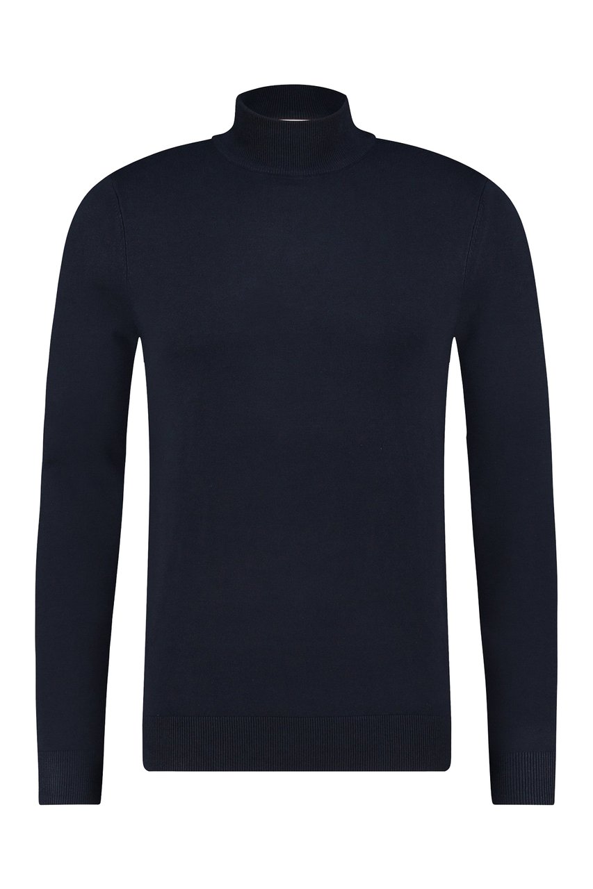 Purewhite Essential Knit Mockneck - Navy Blauw