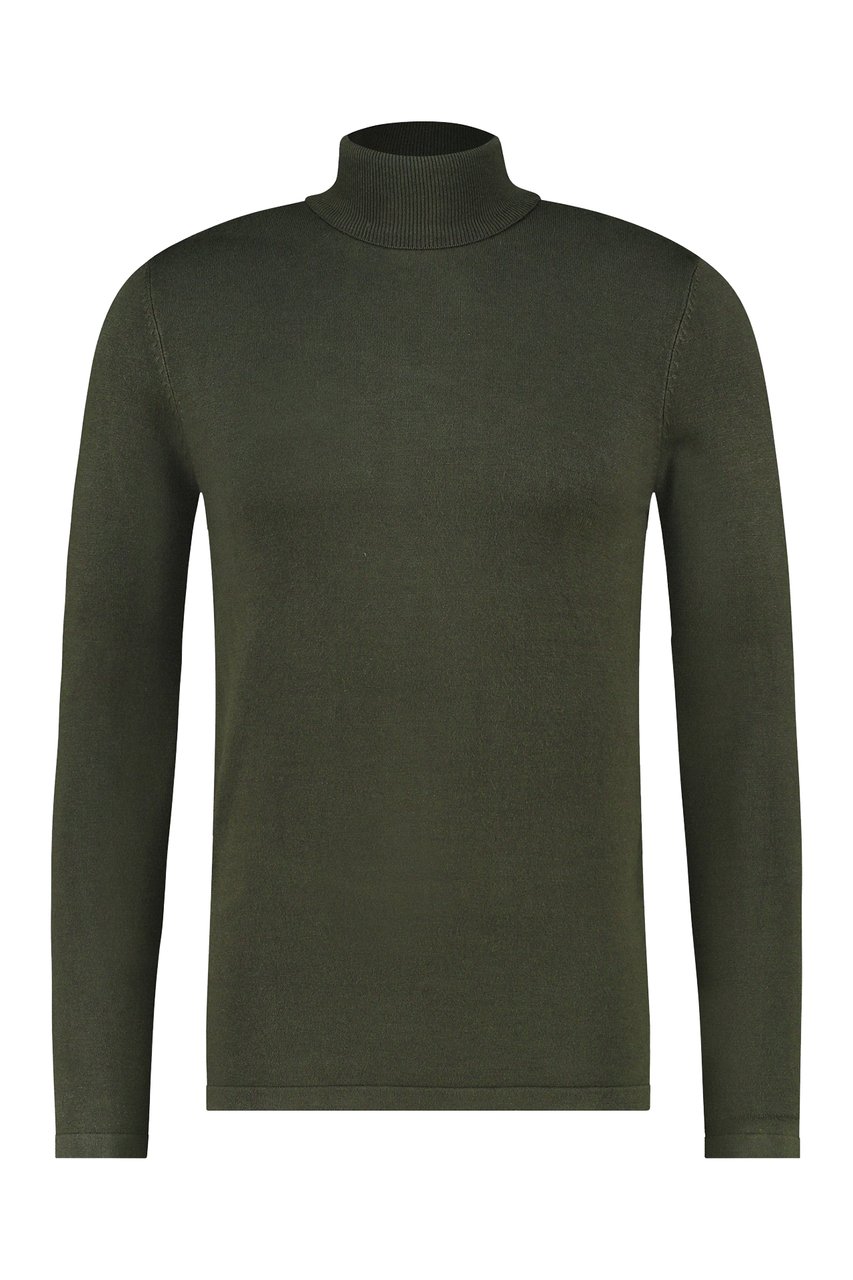 Purewhite Essential Knit Turtleneck - Army Green Groen