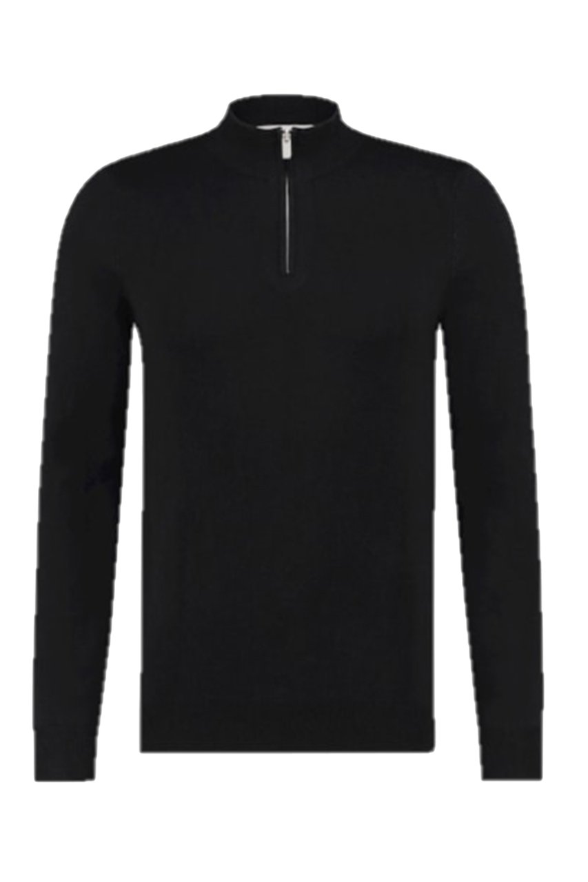 Purewhite Essential Sweater Half Zip Black Zwart