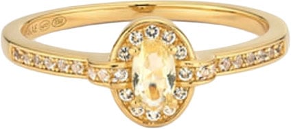 24Kae Ring 124123Y/54 Zilver met Geelgouden plating en gekleurde zirkonia's Maat 54cm Goud