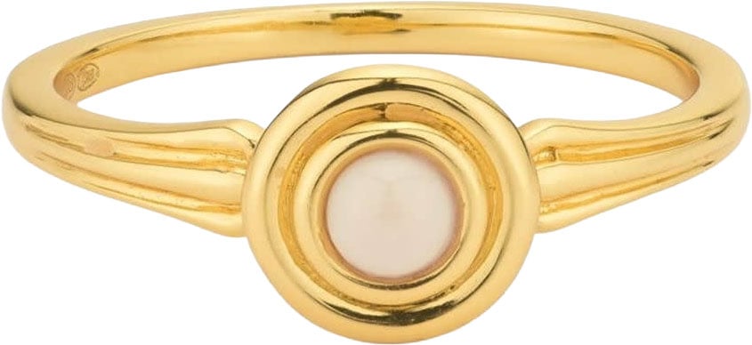 24Kae Ring 124146Y/54 Zilver met 18k Geelgoud Plating met Lichtroze Steen Maat 54 Goud
