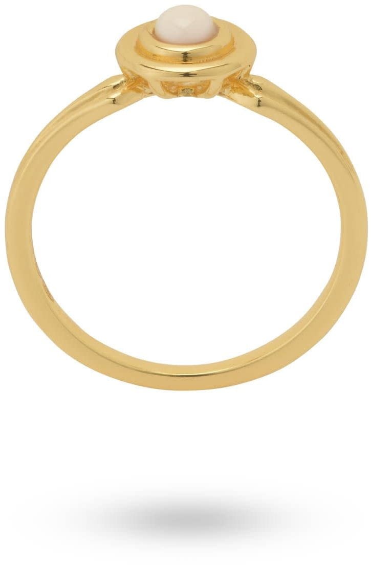 24Kae Ring 124146Y/54 Zilver met 18k Geelgoud Plating met Lichtroze Steen Maat 54 Goud