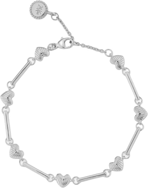 24Kae 24Kae Armband 22463S Zilver met bedel hartjes en staafjes Maat 16-20cm Zilver