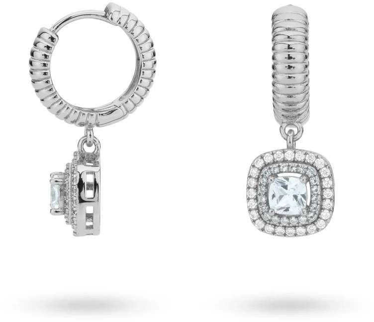 24Kae 24Kae Oorbellen 424136S Zilver Blauw Vierkant met Zirkonia Zilver