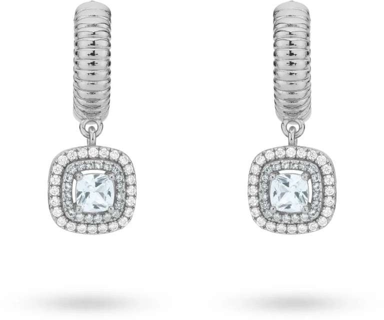 24Kae 24Kae Oorbellen 424136S Zilver Blauw Vierkant met Zirkonia Zilver