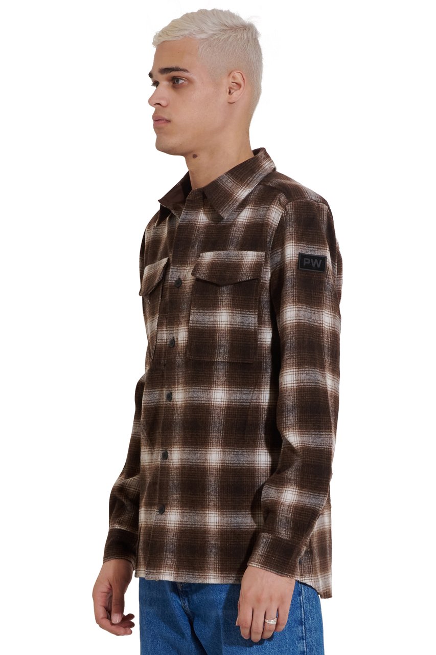 Purewhite Checked Wool Shirt Bruin