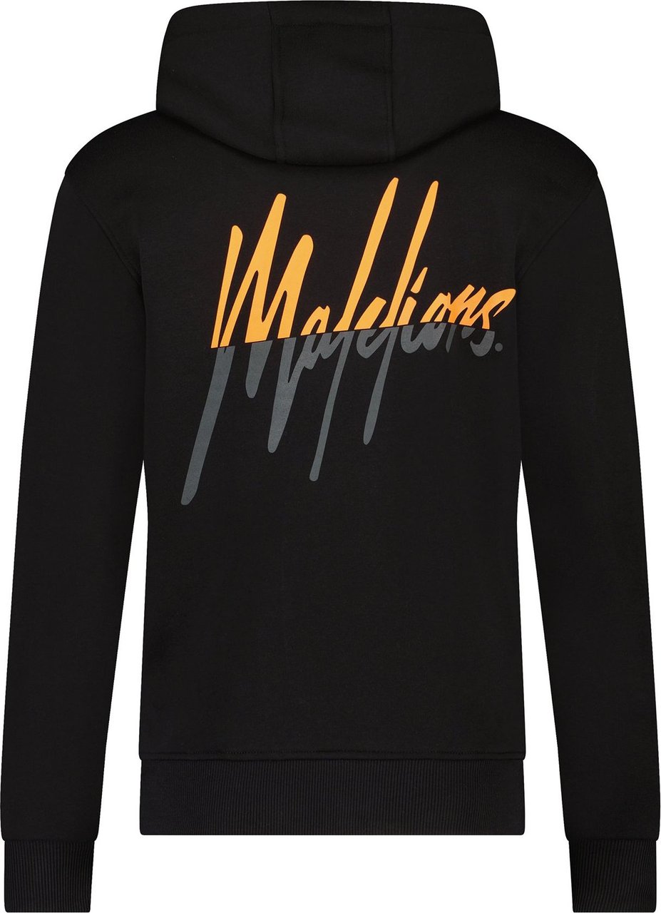 Malelions Men Split Hoodie - Black/Orange Zwart