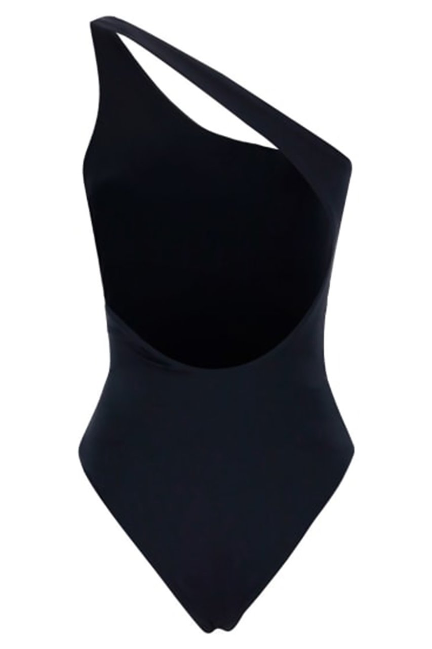 OFF-WHITE Logo One Shoulder Swimsuit Zwart