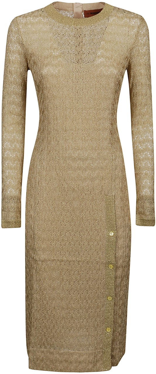 Missoni Long Sleeve Midi Dress Yellow & Orange Geel