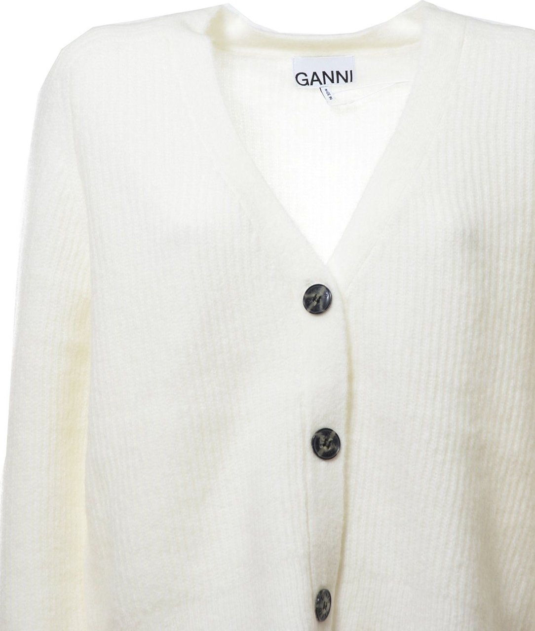 Ganni V-neck buttoned cardigan Wit