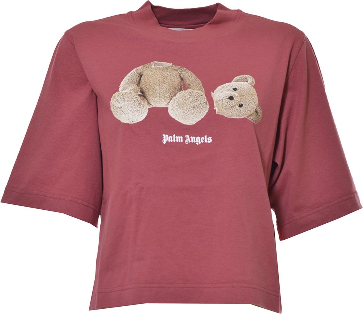 Palm Angels bear-print cropped T-shirt Rood