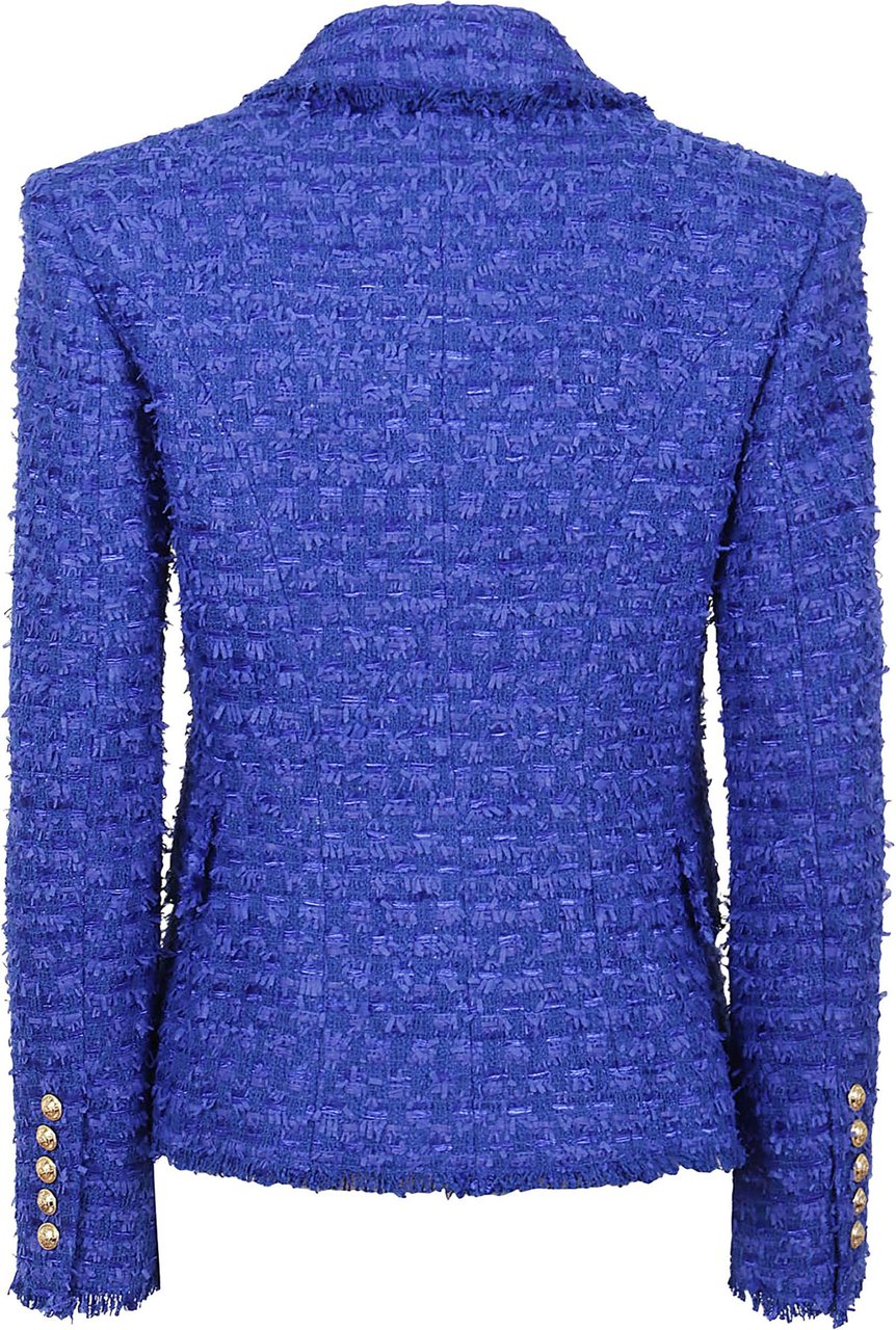 Balmain Btn Tweed Jacket Blauw