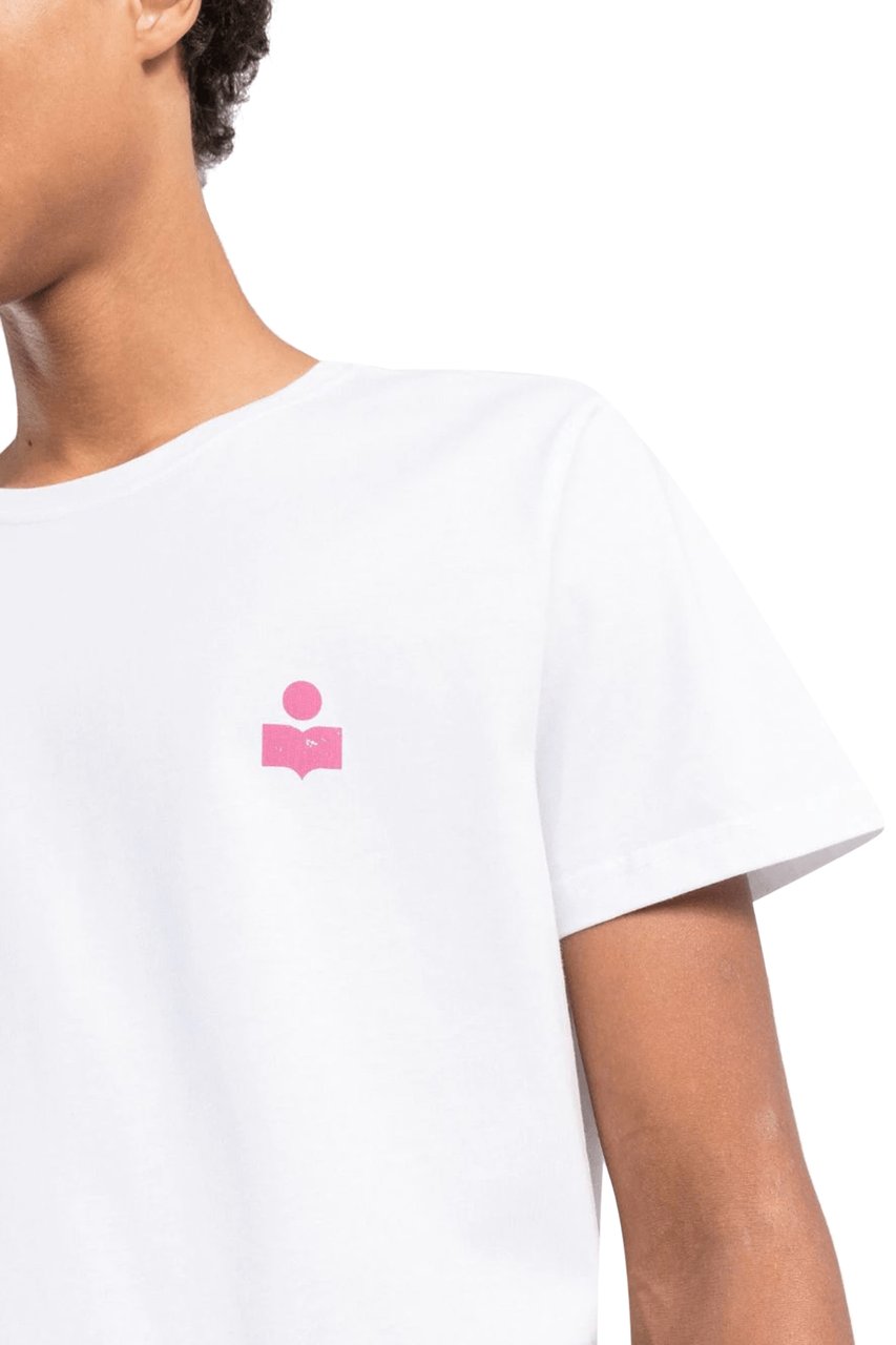 Isabel Marant T-shirt Zafferh Blanc et Rose Wit