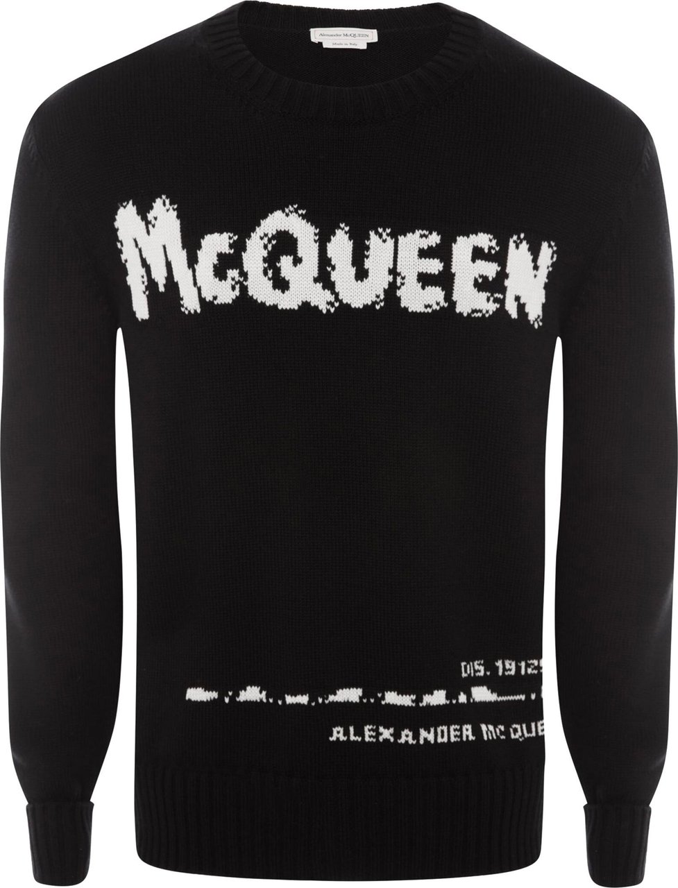 Alexander McQueen logo-intarsia crew-neck jumper Zwart