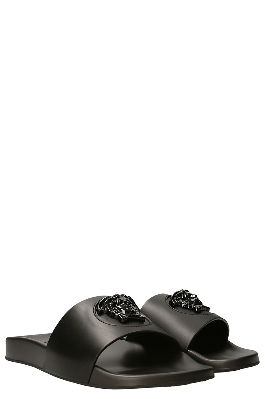 Versace La Medusa leather slides Zwart