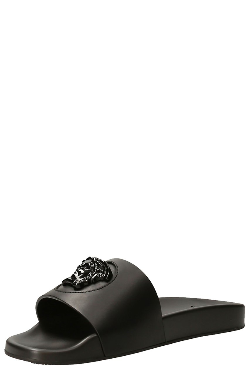 Versace La Medusa leather slides Zwart