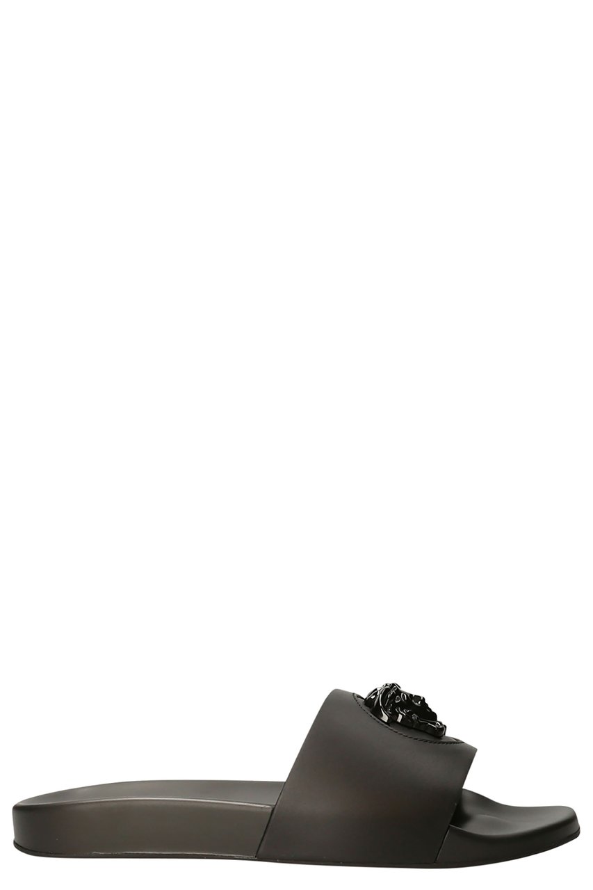 Versace La Medusa leather slides Zwart