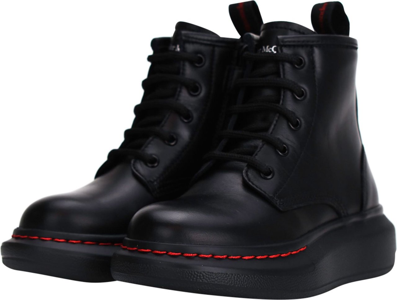 Alexander McQueen Hybrid lace up boot black Zwart