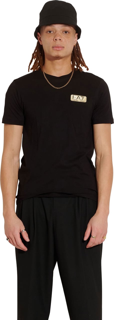 EA7 T-shirt Black Gold Zwart