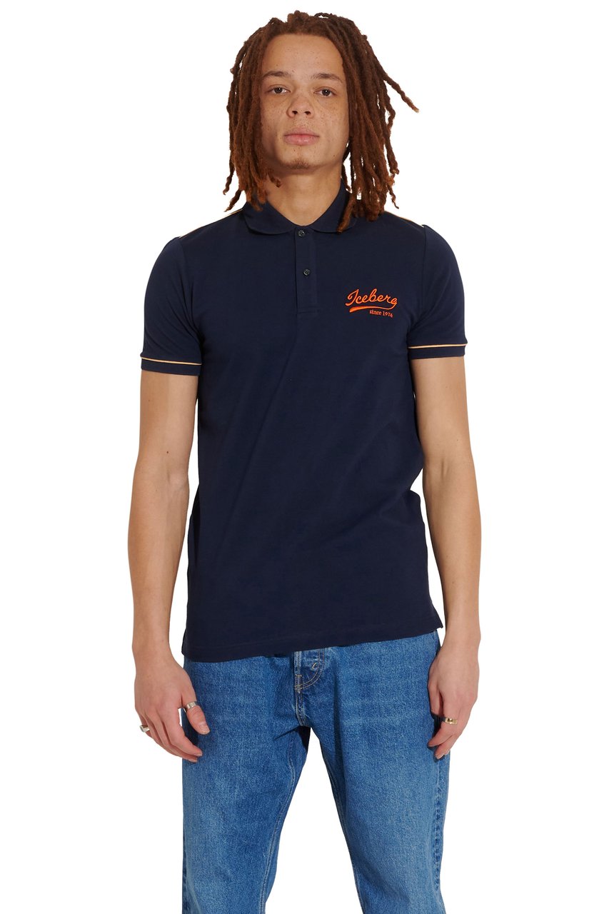 Iceberg Blue ice polo orange details Blauw