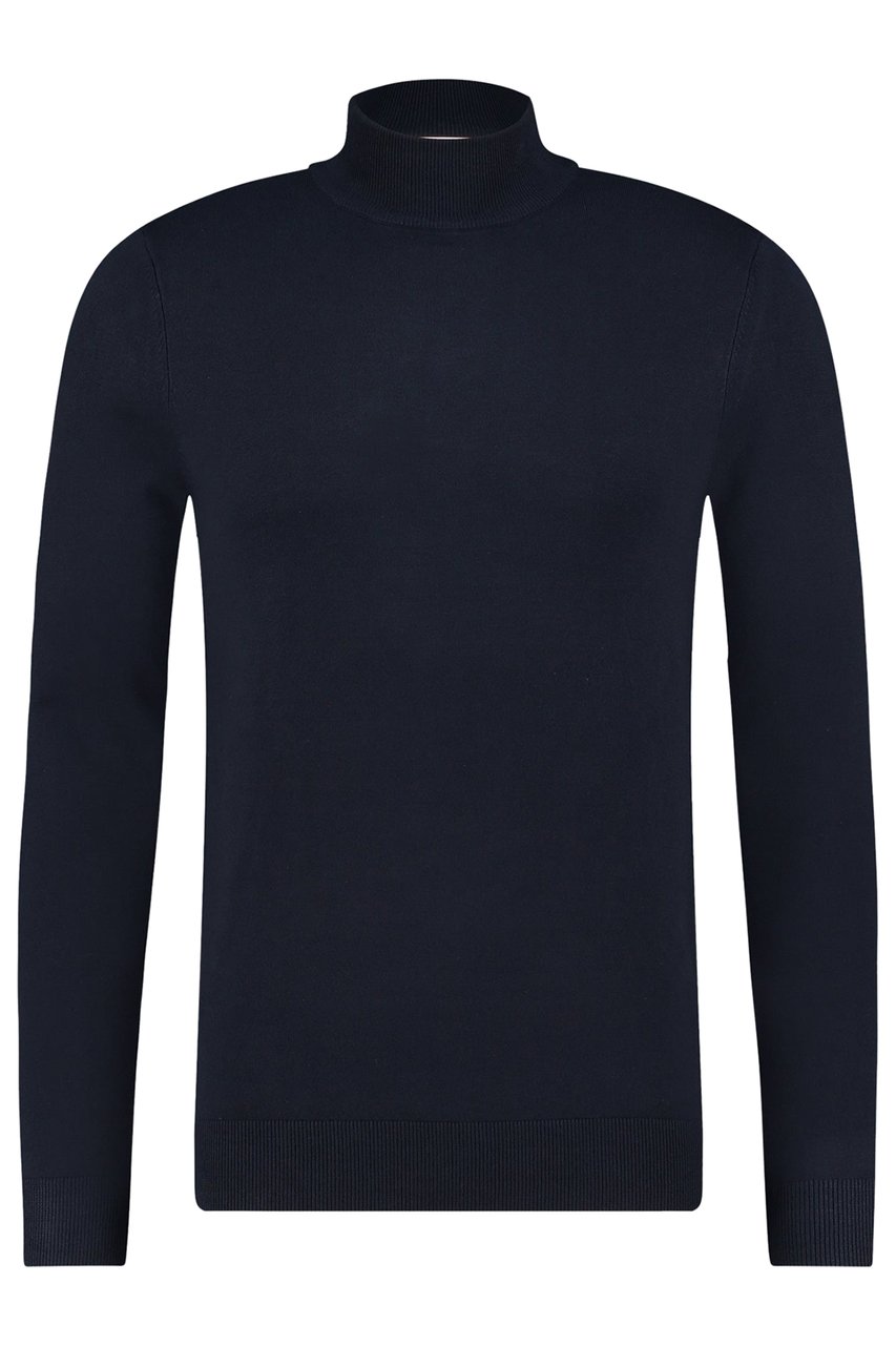 Purewhite Essential Knit Mockneck - Navy Blauw