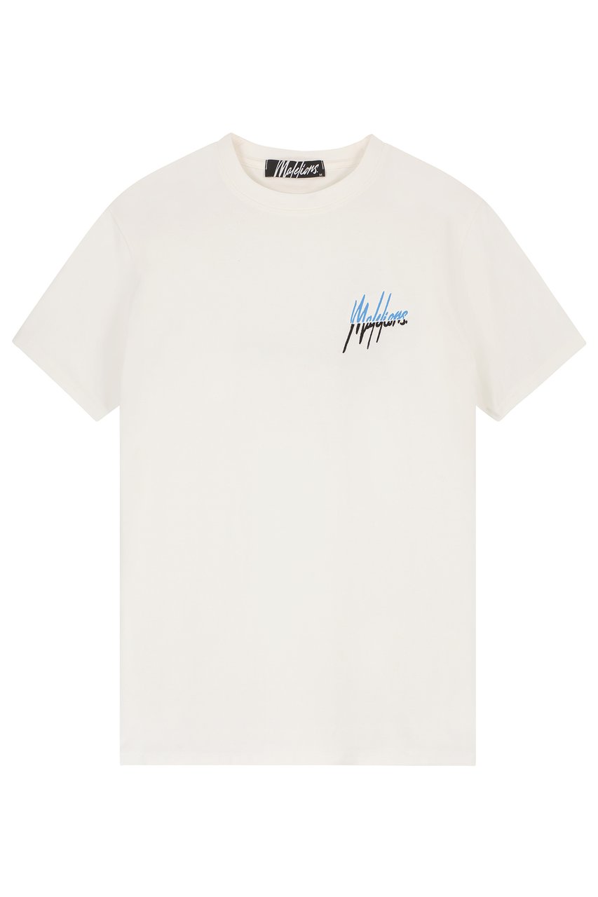 Malelions Men Split T-Shirt - Off-White/Blue Wit