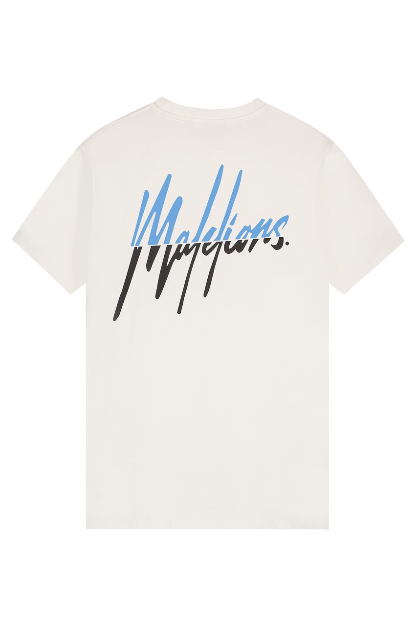 Malelions Men Split T-Shirt - Off-White/Blue Wit