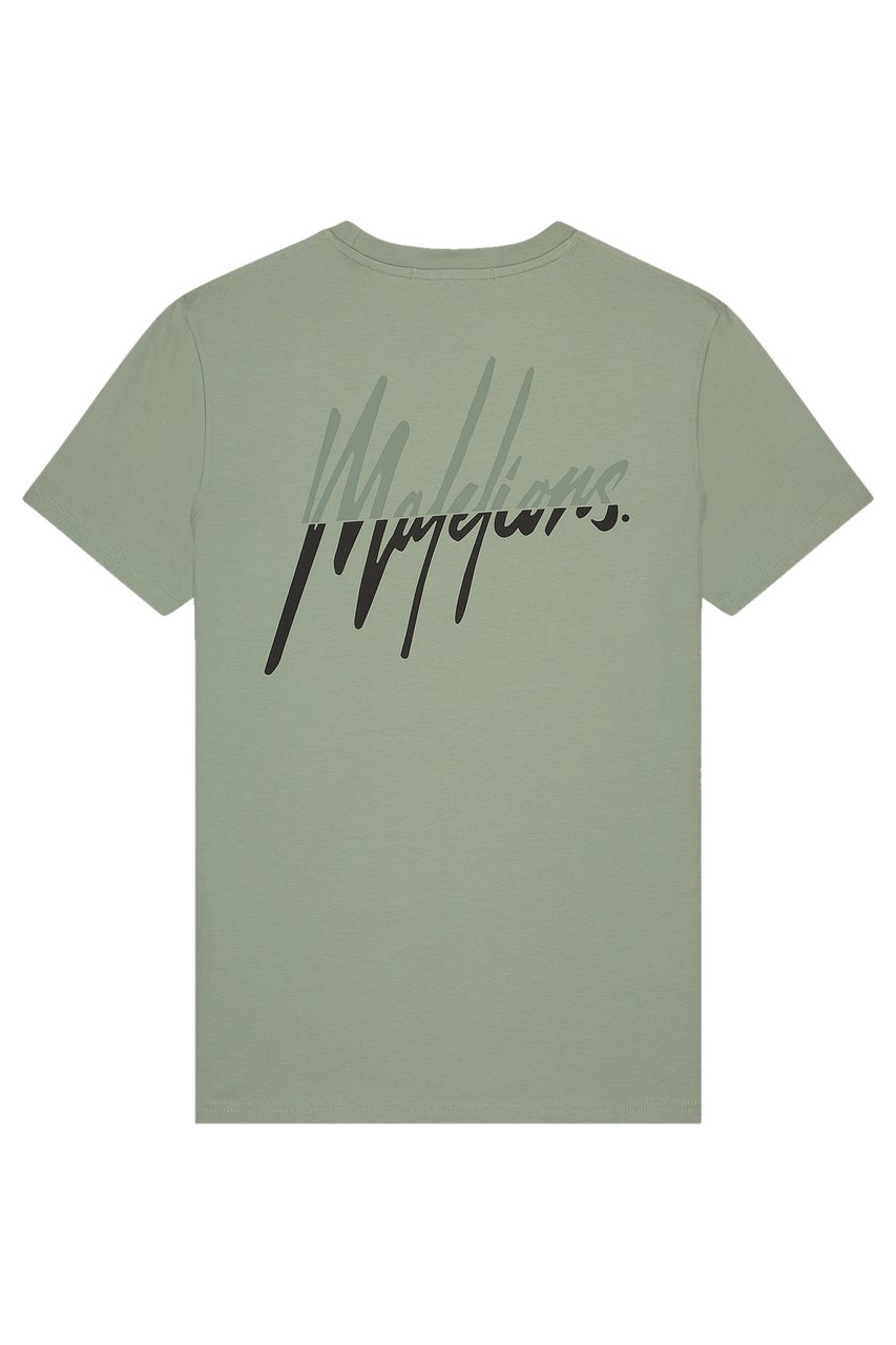 Malelions Men Split T-Shirt -Sage Green/Black Groen