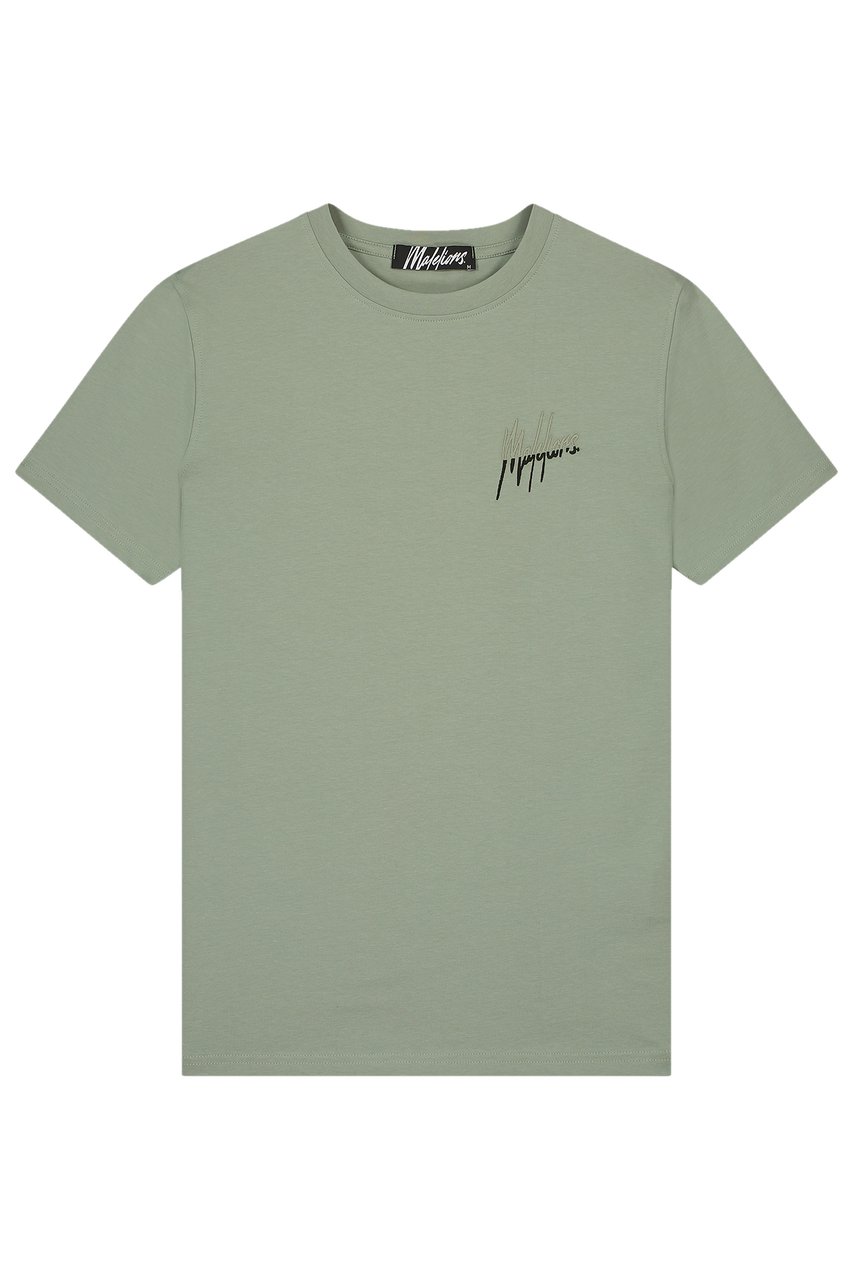 Malelions Men Split T-Shirt -Sage Green/Black Groen
