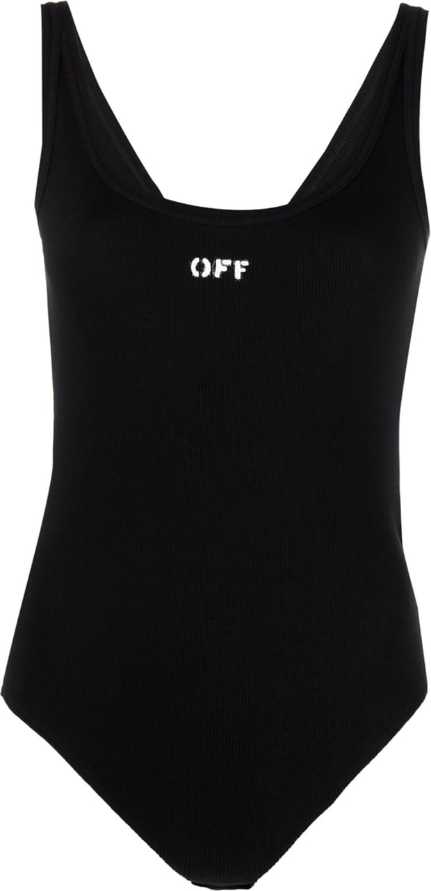 OFF-WHITE ribbed logo-print bodysuit Zwart