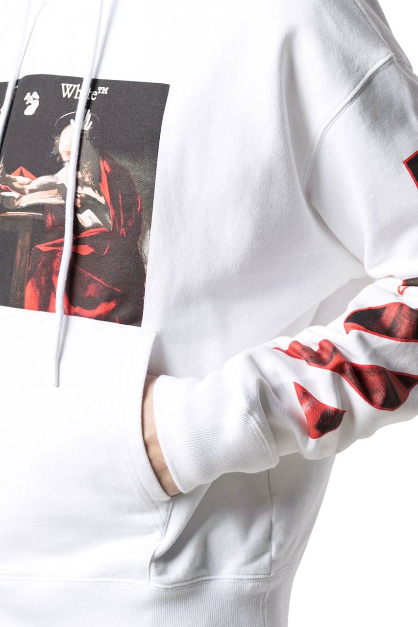 OFF-WHITE Caravaggio-print cotton hoodie Wit