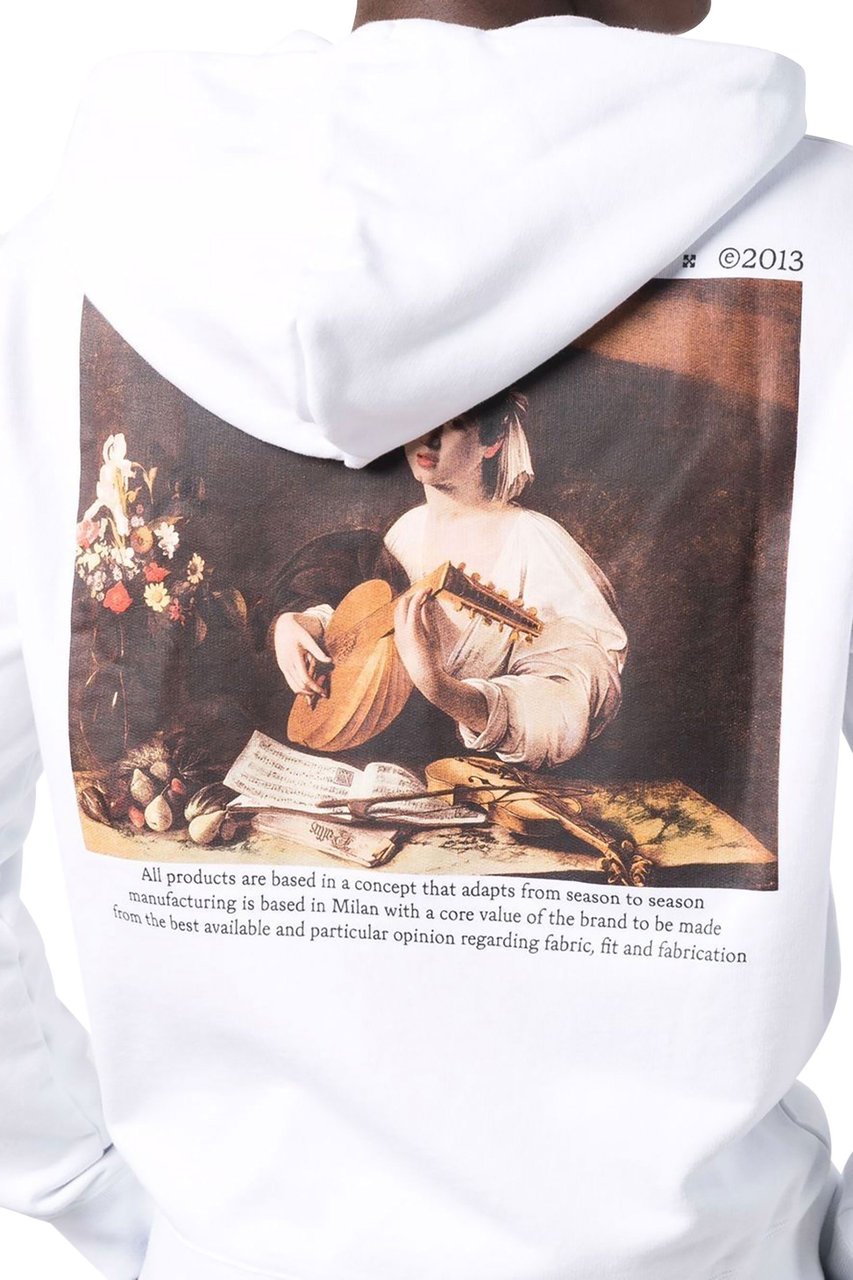 OFF-WHITE Caravaggio print zipped hoodie Wit