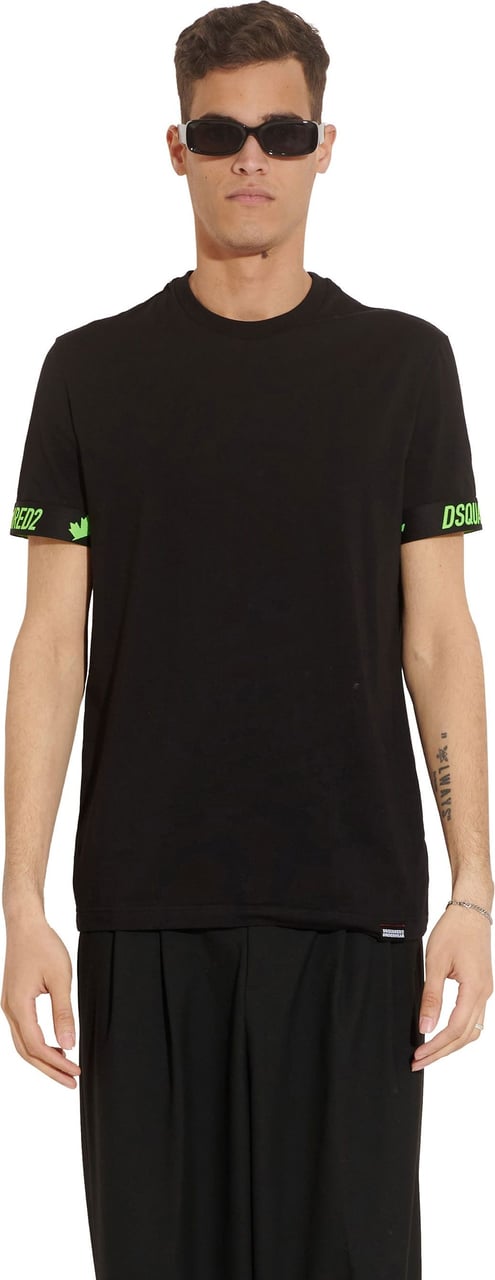 Dsquared2 Round Neck T-shirt zwart groen Zwart
