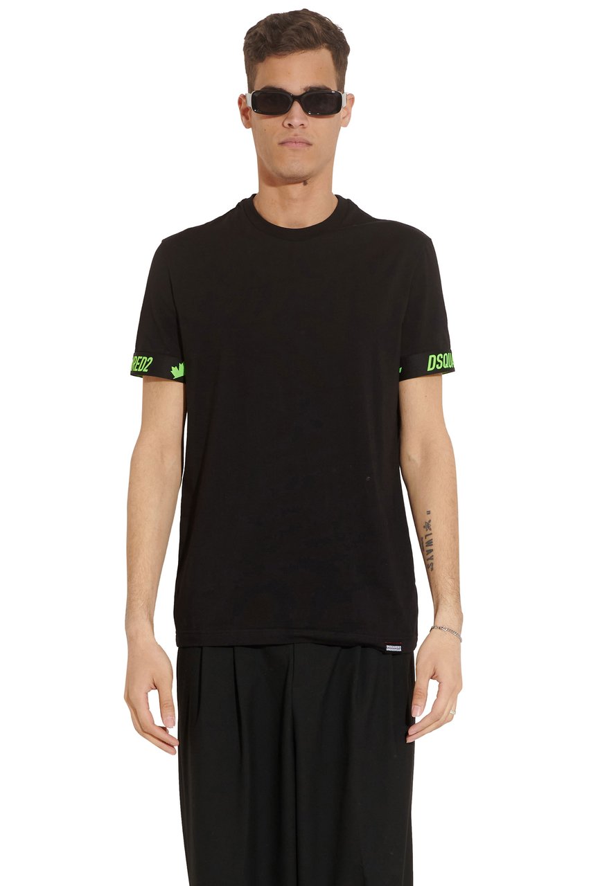 Dsquared2 Round Neck T-shirt zwart groen Zwart