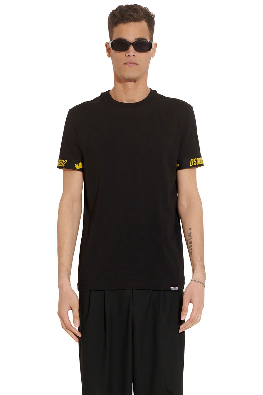 Dsquared2 Round Neck T-shirt zwart geel Zwart