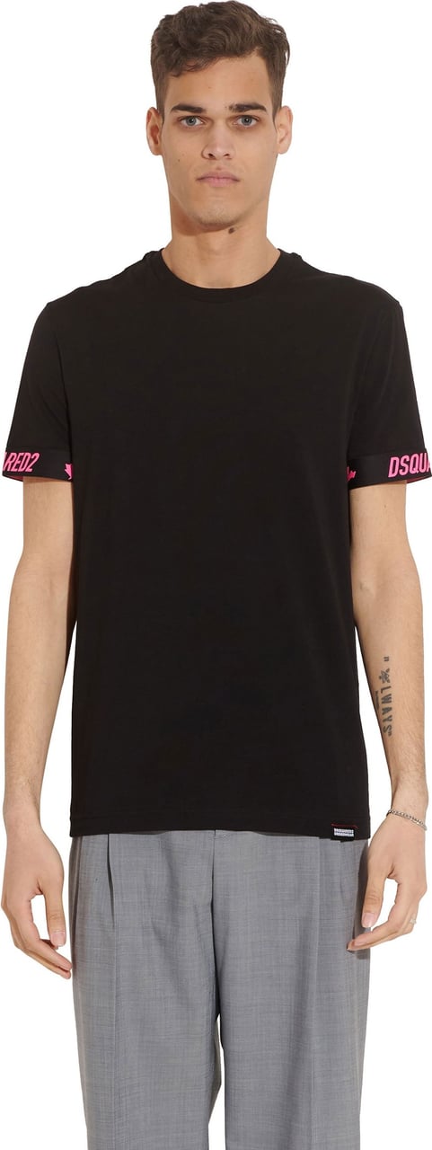 Dsquared2 Round Neck T-shirt zwart roze Zwart