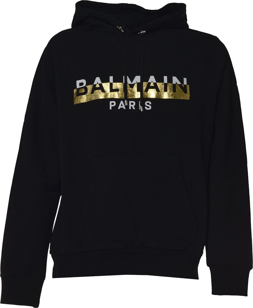 Balmain Hoodie Black and gold logo Zwart