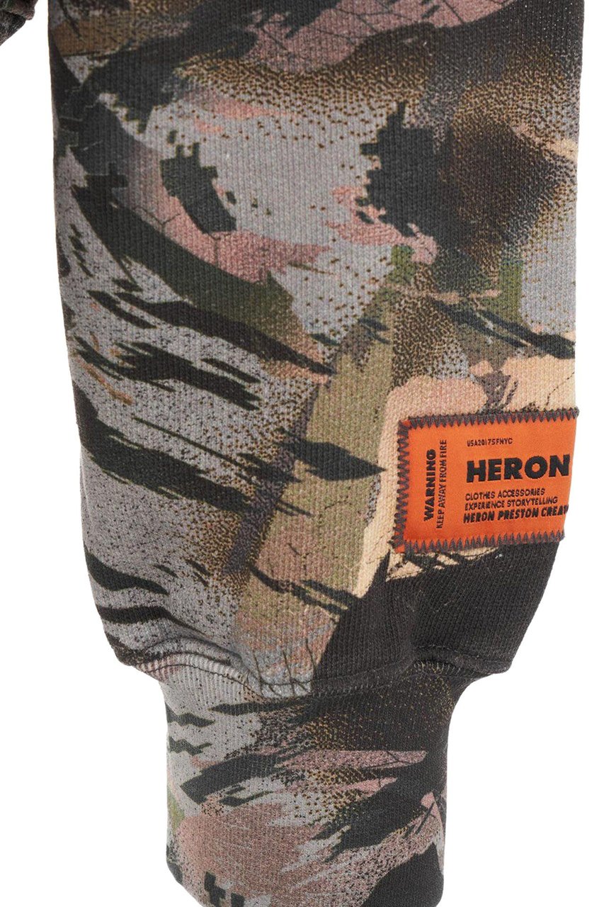 Heron Preston camouflage-print logo-patch hoodie Groen