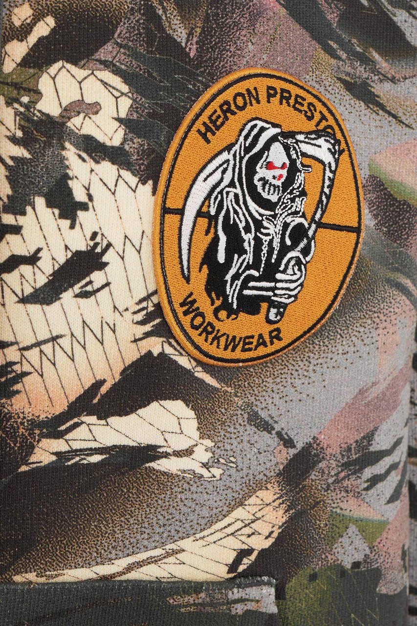 Heron Preston camouflage-print logo-patch hoodie Groen