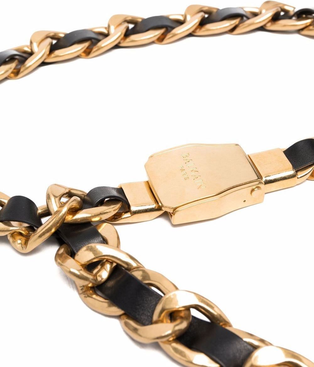 Balmain Leather chain belt Zwart