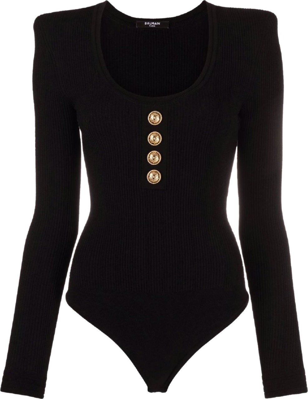 Balmain Knitted long-sleeve bodysuit Zwart