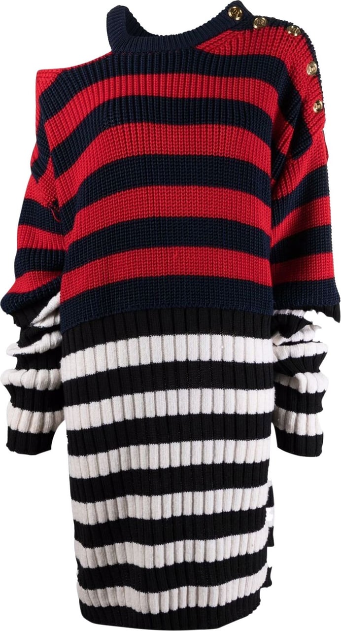 Balmain Ribbed-knit striped dress Divers