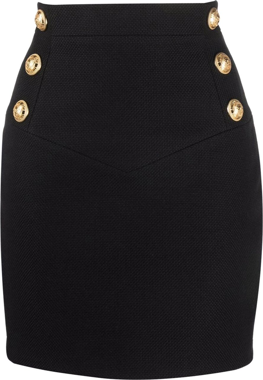 Balmain Button-detail high-waisted skirt Zwart