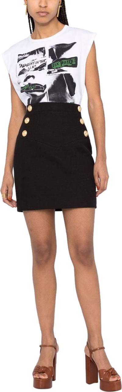 Balmain Button-detail high-waisted skirt Zwart
